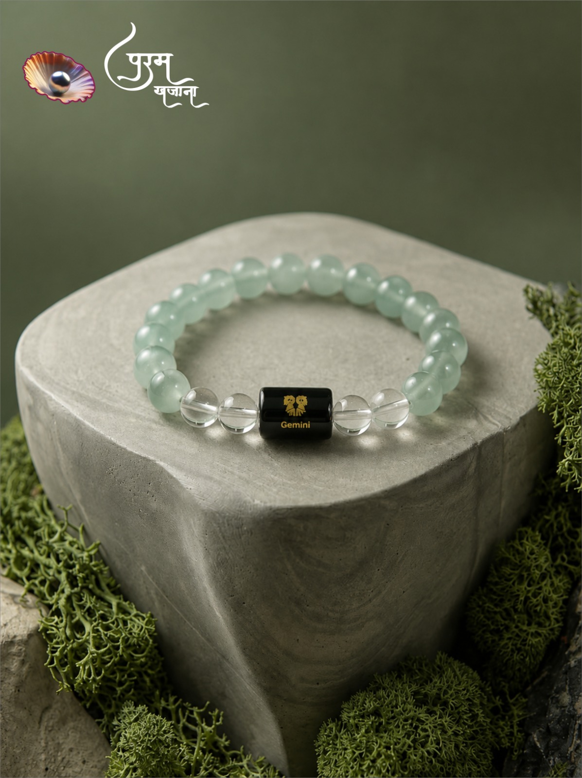 39. Gemini Zodiac Green Aventurine & Milky Quartz